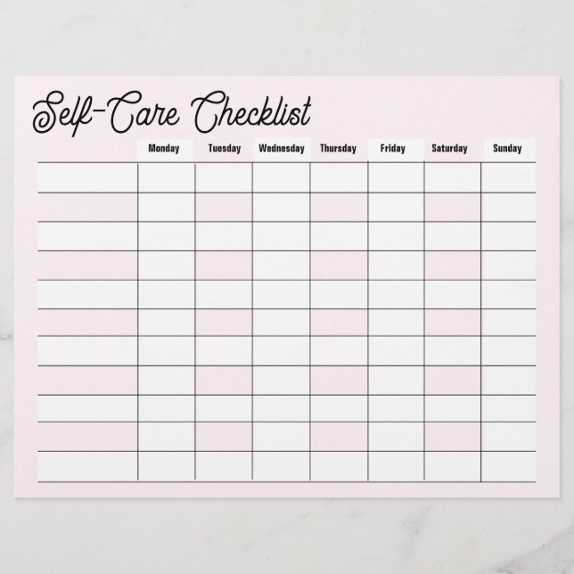 Self-Care Checklist Letterhead (Front)