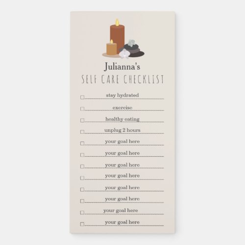 Self Care Checklist Stones Candles Orchids Magnetic Notepad