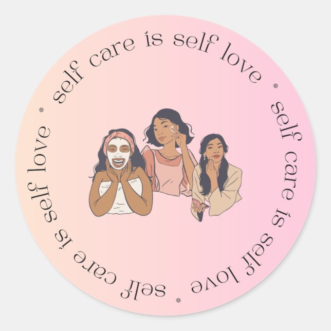 Self-Care Classic Round Sticker (Front)