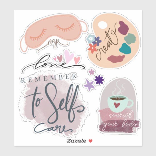 self care Custom-Cut Vinyl Stickers (Sheet)