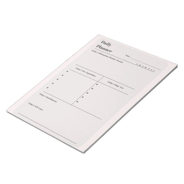 Self Care Daily Planner/To Do List Notepad (Angled)