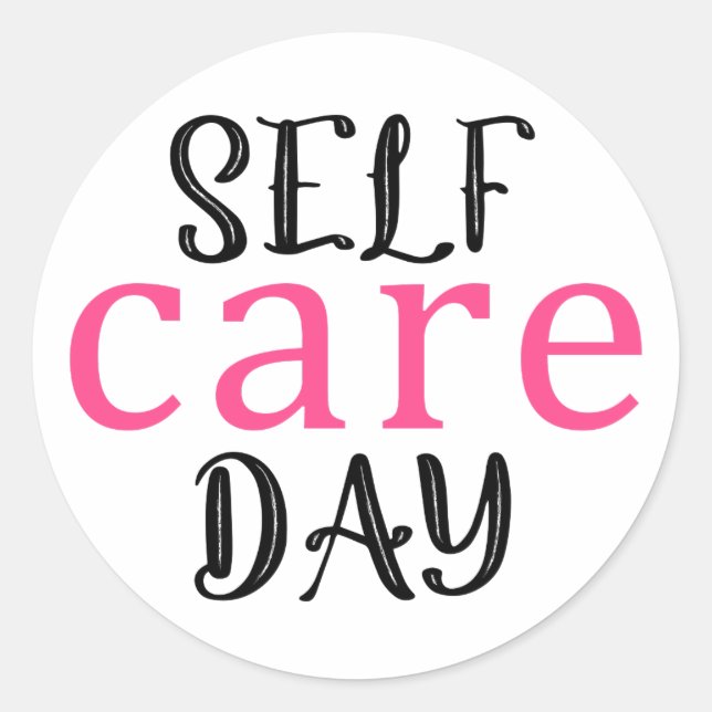Self Care Day Soap Bath Bomb Or Soak Classic Round Sticker (Front)