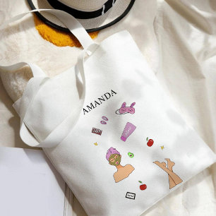 Self care, fashion illustration tote bag