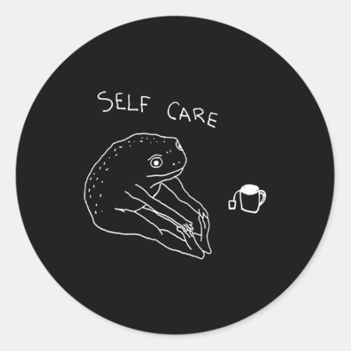 Self Care Frog Drinking Tea Yoga Classic Round Sticker