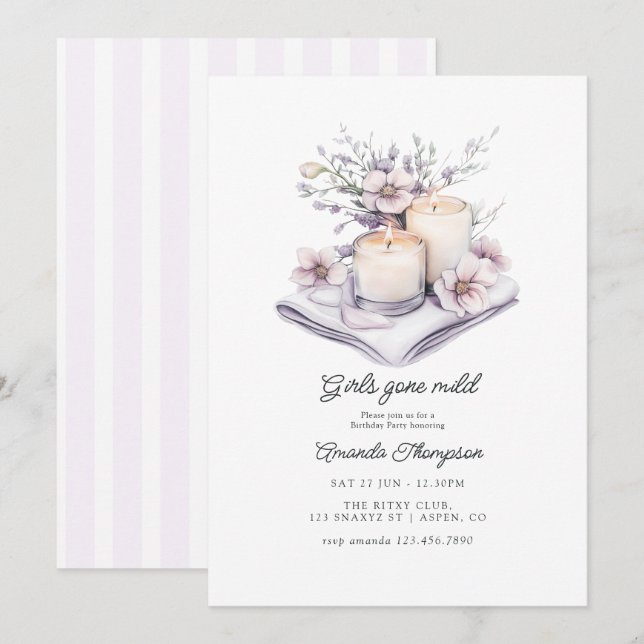 Self Care Girls Gone Mild Spa Birthday Party Invitation (Front/Back)