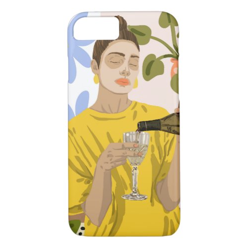 Self Care Illustration Fashion Woman Wine iPhone 87 Case