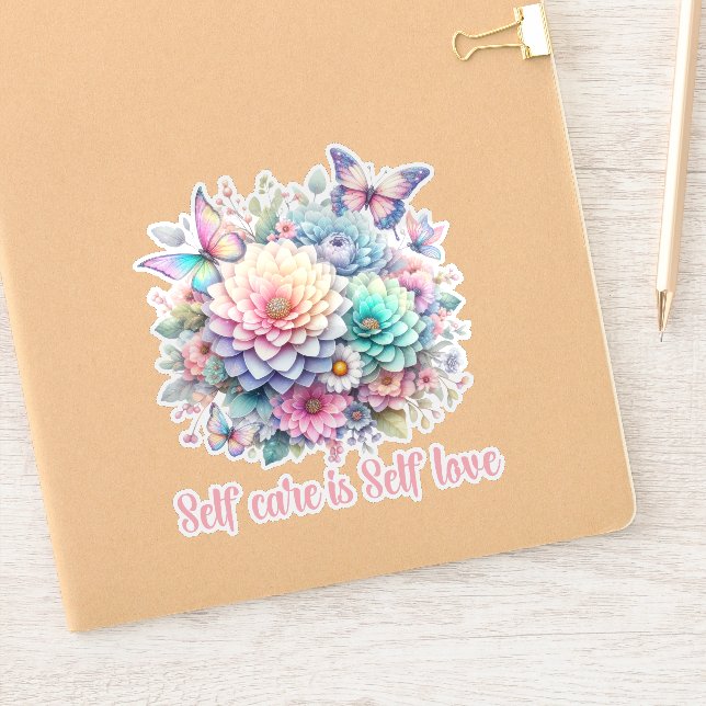 SELF CARE IS SELF LOVE, DAILY POSITIVE AFFIRMATION STICKER (Notebook)