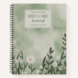 Self-Care Journal: Green Floral Mindfulness Notebook