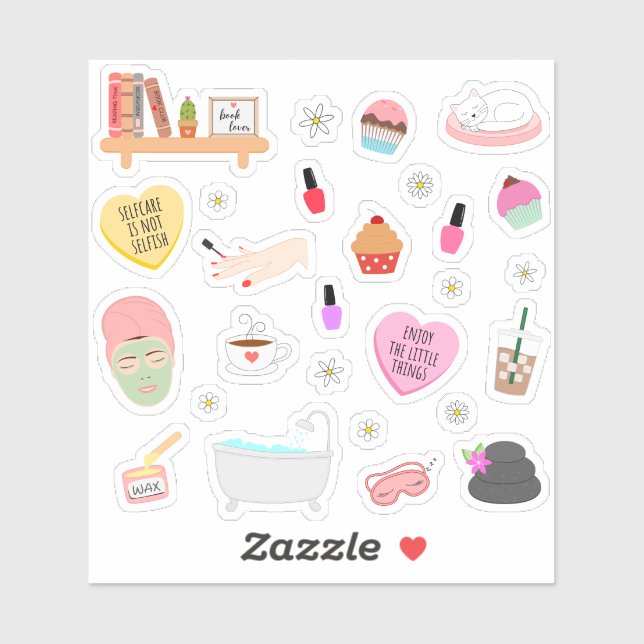 Self Care Me Time Cozy Chilling Bullet Journal  Sticker (Sheet)