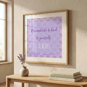 Self Care Pastel Lavender Heart Motivational Quote Poster