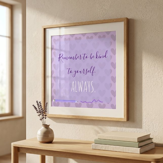 Self Care Pastel Lavender Heart Motivational Quote Poster (Creator Uploaded)
