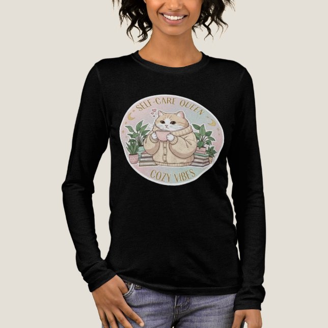 Self-Care Queen Cat Cozy Aesthetic Shirt (Front)