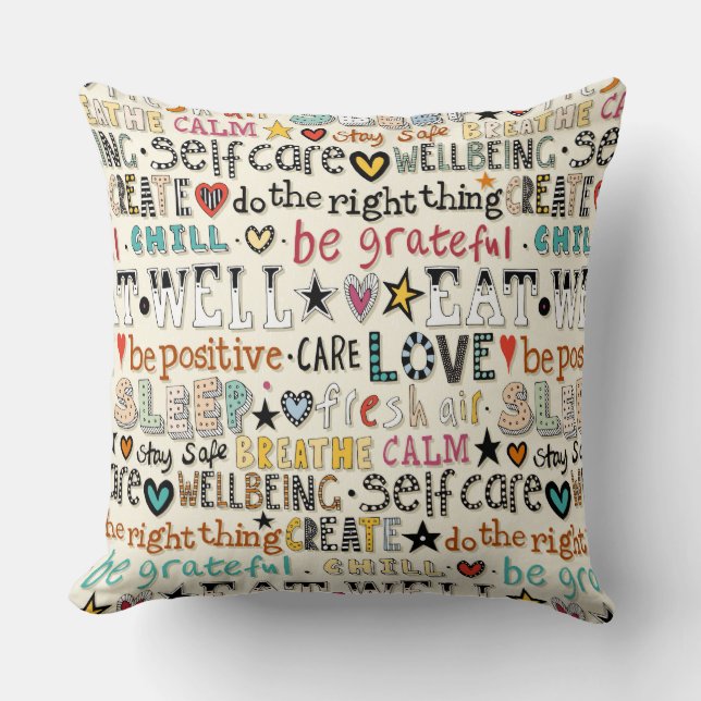 self care throw pillow (Front)