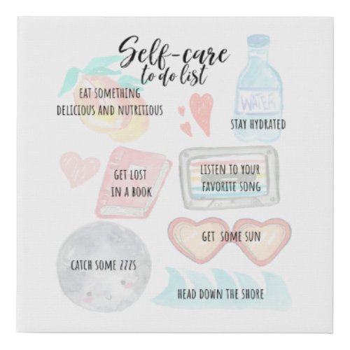 Self_care to do list faux canvas print