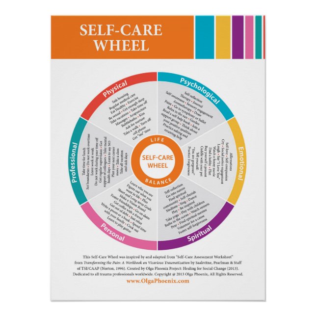 Self Care Wheel in Color! Glossy Poster (Front)