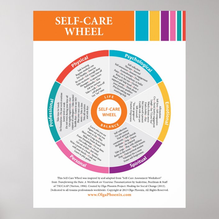 Self Care Wheel in Color! Poster | Zazzle.com