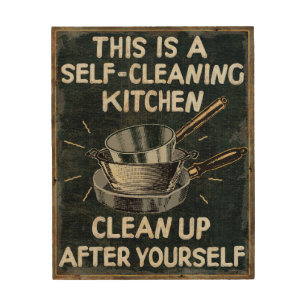 Self Cleaning Kitchen Wood Wall Art