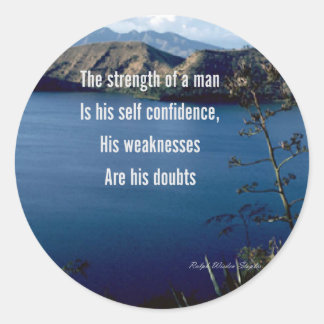 Self confidence-motivational quotation classic round sticker