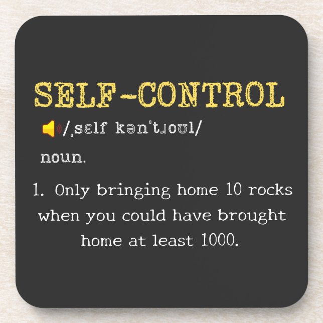 Self Control Definition Funny Personalized Beverage Coaster (Front)