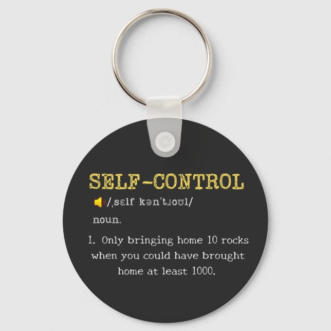 Self Control Definition Funny Personalized Keychain (Front)