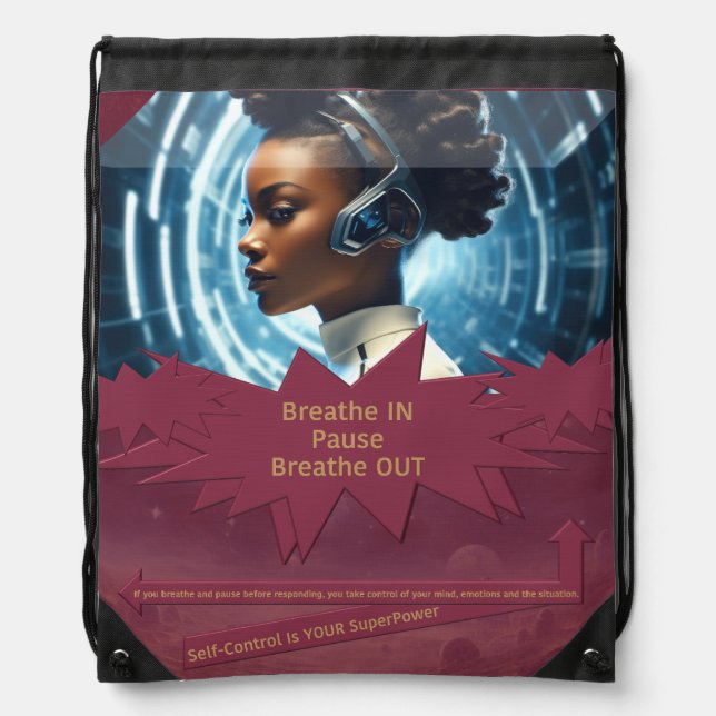 Self-Control Is YOUR SuperPower Drawstring Bag (Front)
