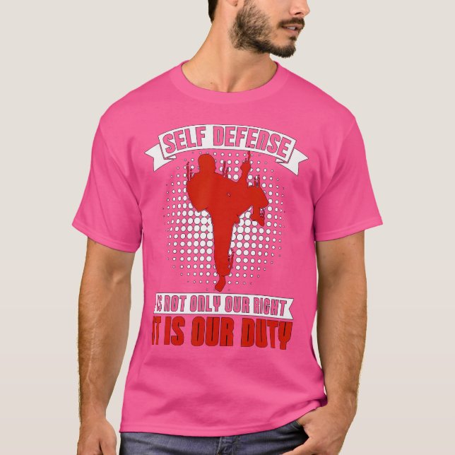 Self Defense Is Not Only High Kicks Sports Fighter T-Shirt (Front)