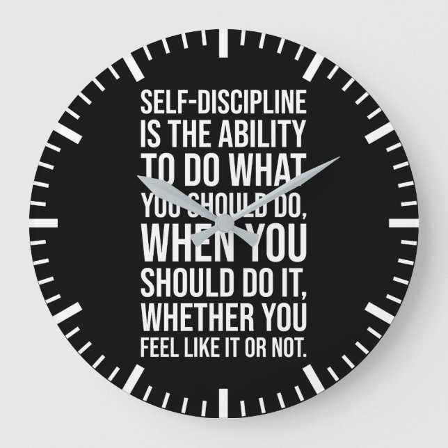 Self-Discipline - Gym, Hustle, Success Mindset Large Clock (Front)