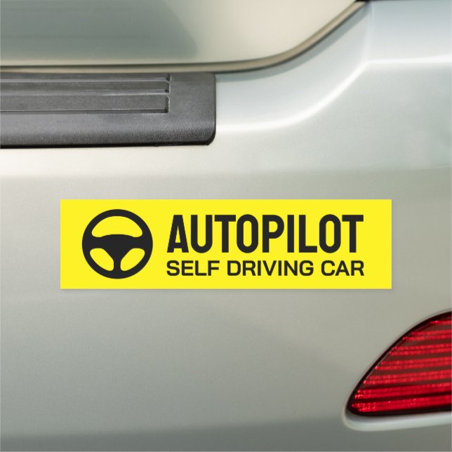 Self Driving Car AutoPilot Sign Bumper Magnet (In Situ)