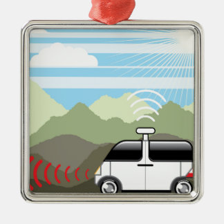 Self-driving car. Driverless car. Metal Ornament