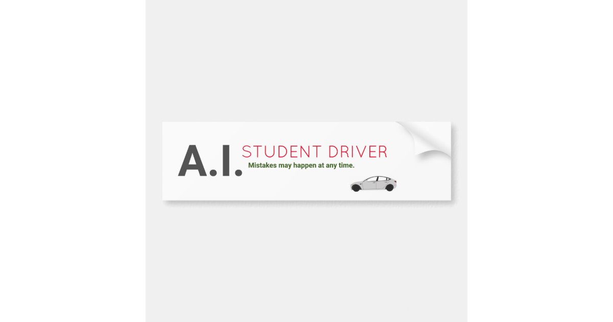 CAUTION: STUDENT ROBOTAXI bumper MAGNET sticker/decal for Tesla Autopilot  FSD