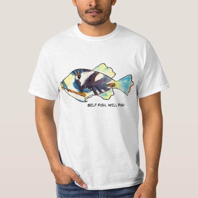 Self Fish, Well Fish Cartoon T Shirt (Front)