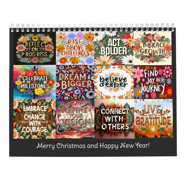 SELF-GOAL QUOTE CLASSIC BOHO THEMED YEARLY  CALENDAR (Back)