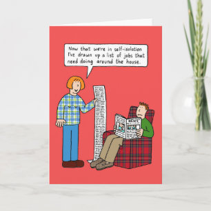Self-handling Cartoon Humor, Couple and Chores. Card