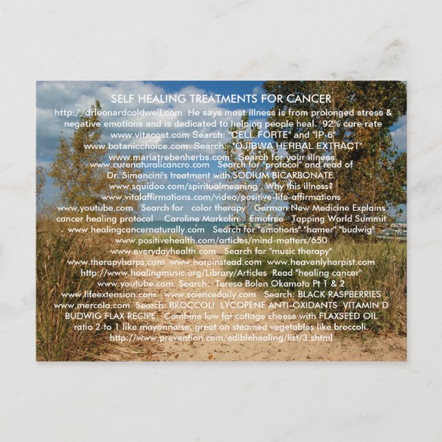 SELF HEALING FROM CANCER & ILLNESS POSTCARD (Front)