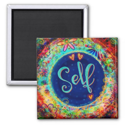 Self Hearts Pretty Floral Colorful Inspirivity Magnet