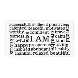 Self Image Positive Affirmations I AM statements Label