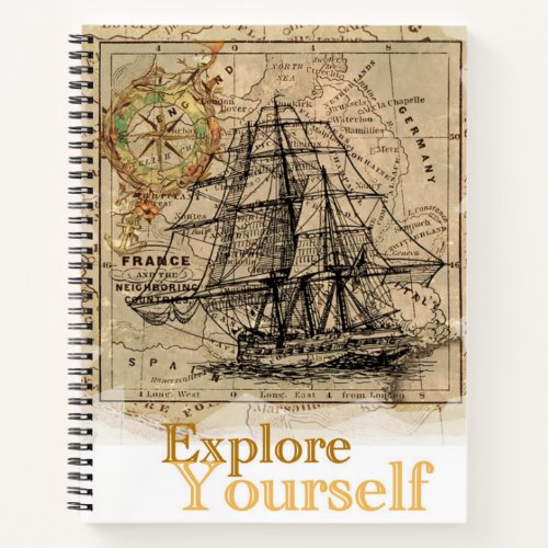 Self Improvement Quote Explore Yourself Elegant Notebook