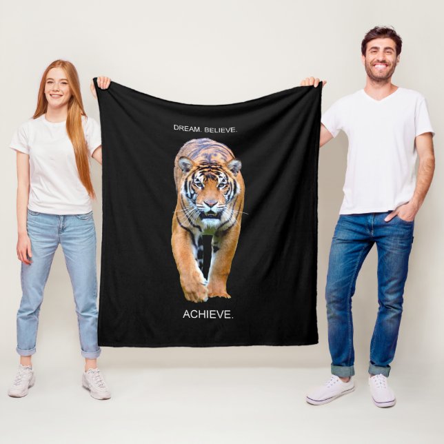 Self Improvement Success Motivational Quotes Tiger Fleece Blanket (In Situ)