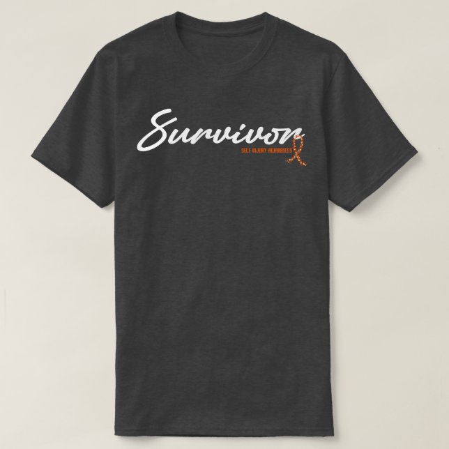 Self Injury Awareness Survivor Glitter Ribbon Hope T-Shirt (Design Front)