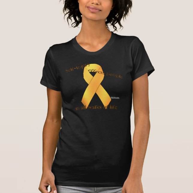 Self-Injury Ribbon Ladies Twofer T-Shirt (Front)