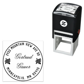 Self Inking Address Stamp With Red Roses