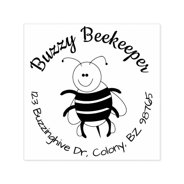 Self Inking Bee Return Address Stamp Round Custom (Design)