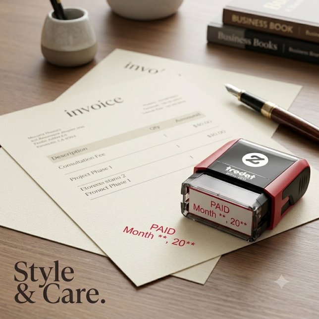 Self Inking Paid Stamp Featuring Custom Date Line (Self Inking Paid Stamp Featuring Custom Date Line)