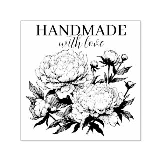 Self Inking Rubber Stamp Peonies 