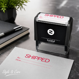 Self Inking Shipped By Date Office Stamp