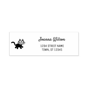 Self-Inking Stamp Cute Cat Personal Name Address