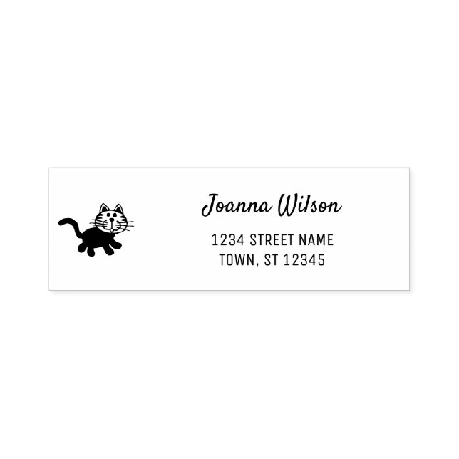 Self-Inking Stamp Cute Cat Personal Name Address (Design)