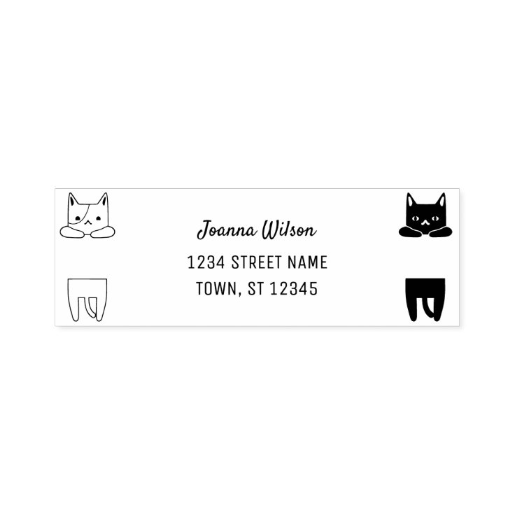SelfInking Stamp Cute Cats Personal Name Address Zazzle