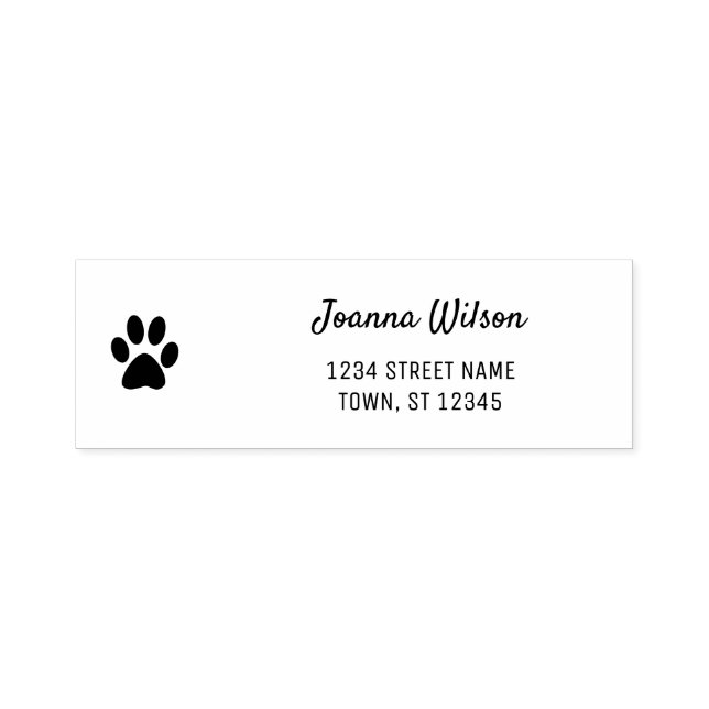 Self-Inking Stamp Cute Paw Personal Name Address (Design)