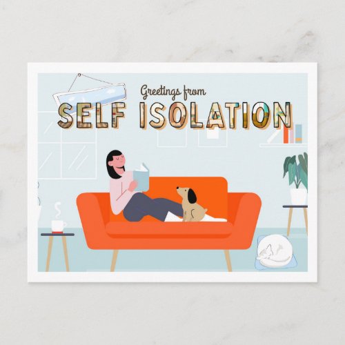 Self Isolation  Cute Stay at Home Greetings Postcard